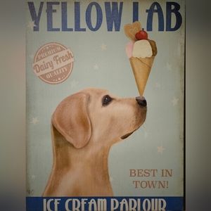 Yellow Labrador Ice Cream Canvas Picture (18"x24")